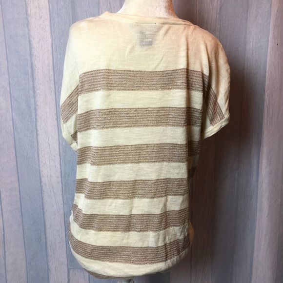 Ann Taylor Women's Cream and brown Scoop Neck - Picture 4 of 5